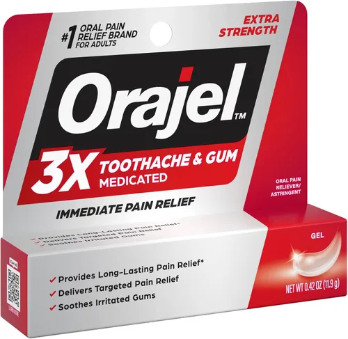Vista 13 de Gel de máxima resistencia Orajel, oral, alivia el dolor, 0.42 onzas.
