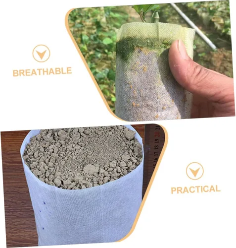 Vista 2 de 200pcs Non-Woven Planting Bags Garden Vegetable Container Grow Bags 9x12cm Thickened Biodegradable Nursery Fabric Pots for Seedling Cultivation