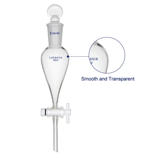 Vista 3 de Labasics Embudo separador cónico de vidrio borosilicato 2.0 fl oz con llave de paso de PTFE, 2.0 fl oz