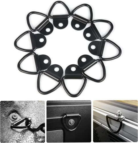 Vista 6 de BUSY-CORNER Anclajes de amarre para remolque, almacén, barco, 10 piezas de pernos de anillo en V de acero resistente, accesorios para camionetas