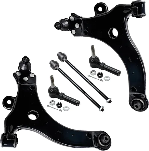 Vista 123 de Detroit Axle - Kit de extremo delantero para Chrysler 300 Dodge Charger 2011-2023 Challenger, 2 Lower Rearward Control Arms 2 Outer Tie Rods 2
