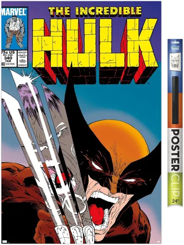 Vista 17 de Trends International Marvel Comics X-Men - Póster de pared de Wolverine Incredible Hulk #340, 22.4 pulgadas de largo x 14.7 pulgadas, versión