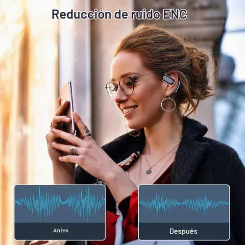 Vista 7 de Hsility Auriculares inalámbricos Bluetooth con micrófono integrado con ganchos para los oídos 50 horas de reproducción, pantalla LED, estuche