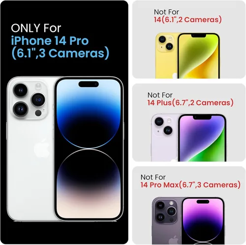 Vista 6 de FireNova Funda para iPhone 14 Pro, funda de silicona mejorada [protección de cámara] con [2 protectores de pantalla], forro interior de microfibra