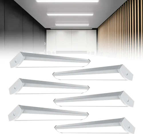 Vista 11 de HYPERLITE Luz LED envolvente de 4 pies 60W, 6600LM Luminarias LED de tienda de 4' con 3 vatajes para garaje, luz envolvente blanca neutra de 4000K