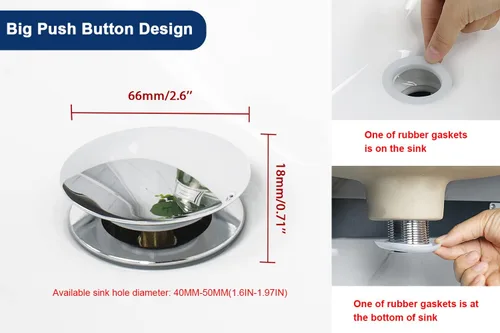 Vista 4 de NearMoon Drenaje desplegable de baño, colador de drenaje de latón para montaje de baño, tapón de fregadero, antiobstrucción