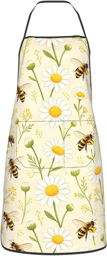 Vista 17 de Delantal impermeable floral arcoíris con bolsillos grandes para regalo de cocina