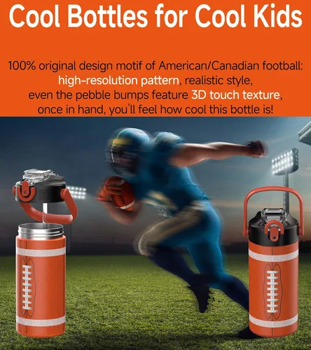 Vista 2 de MYFOREST - Botella de agua aislada para niños de 14 onzas / 13.5 fl oz, forro sin olor, 3D Touch No Plastic Taste, Surgical Steel - No Chemical