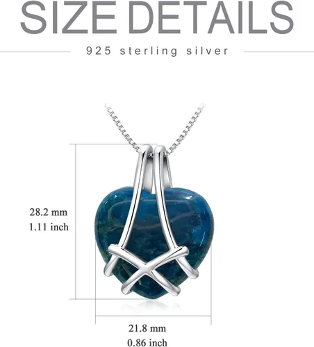 Vista 4 de Jade Heart Necklace for Women Sterling Silver Natural Jade Jewelry Birthday Anniversary Valentines Day Gifts for Her Girls Mom Wife