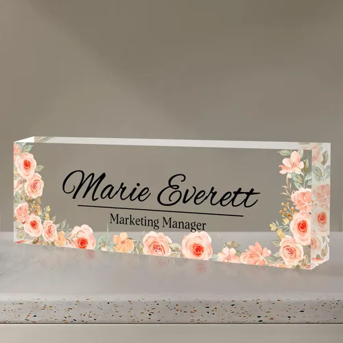 Vista 33 de Placa de identificación para escritorio, placa de nombre de escritorio personalizada, accesorios de escritorio de oficina acrílicos, regalos A