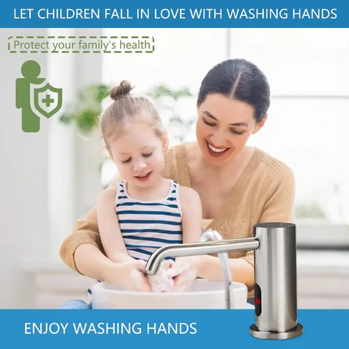 Vista 3 de Dispensador automático de jabón sin contacto para cocina y baño, dispensador de jabón eléctrico comercial integrado, sensores infrarrojos mejorados