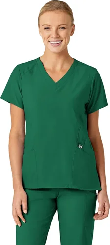 Vista 12 de Uniformes Médicos Wink para Mujer, W123, Blusas Estilizadas con Cuello en V y 5 Bolsillos Negro