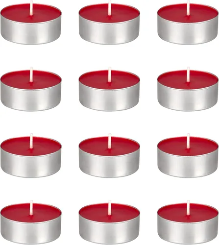 Vista 3 de Mega Candles 4 velas de té grises de gran tamaño sin perfume, velas de cera prensada, 12 horas de tiempo de combustión, decoración del hogar Gris