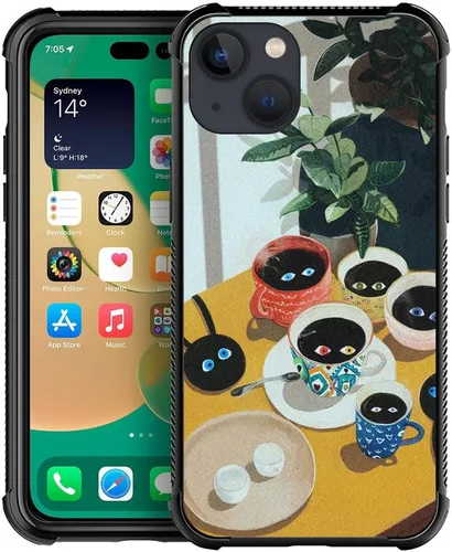 Vista 9 de Compatible con iPhone 13 Mini, diseño de H Art Cat Pattern, H Funda protectora de TPU resistente a arañazos y golpes para iPhone 13 Mini de 5.4