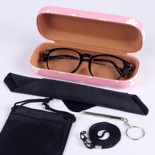 Vista 7 de 3 fundas unisex rígidas para lentes, funda protectora para gafas, funda de gafas de sol con paño de limpieza