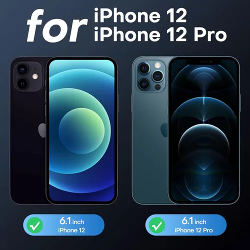 Vista 2 de TAURI - Funda magnética y delgada para iPhone 12/iPhone 12 Pro, compatible con MagSafe, no se pone amarilla, con 2 protectores de pantalla