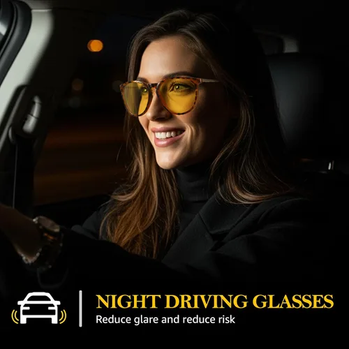 Vista 2 de FIMILU Lentes de conducción nocturna para mujeres y hombres, lentes polarizados de visión nocturna que reducen el deslumbramiento para la noche 8859