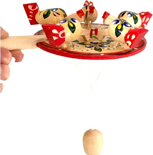 Vista 2 de Juego de novedad rusa Paddle Pecking de pollo pintado a mano hecho a mano