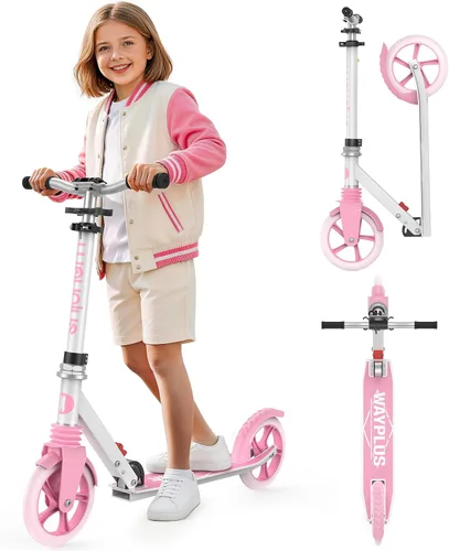Vista 15 de WAYPLUS KS1 Kick Scooter para mayores de 6 años, niños, adolescentes y adultos. Carga máxima de 240 libras. Plegable, ligero, ruedas grandes de 8