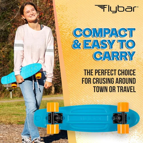 Vista 2 de Flybar - Patineta de 22 pulgadas para niños – Patinetas Mini Cruiser para niños de 6 a 12 años, juguetes para exteriores, ligera, duradera, cubierta
