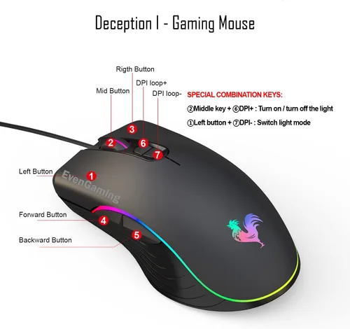 Vista 4 de EvenGaming Ratón para juegos D1 de alto rendimiento