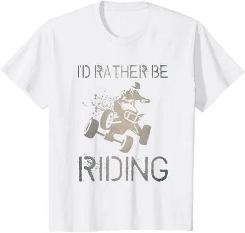 Vista 31 de Camiseta gráfica I'd Rather Be Riding ATV Quad Racing Rider de 4 ruedas, Negro