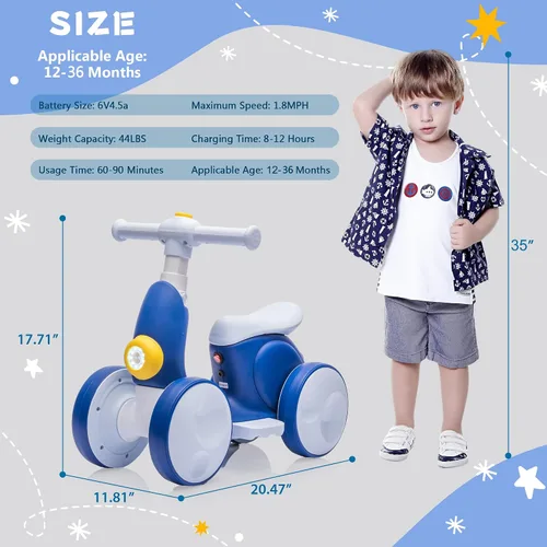 Vista 4 de 6V Electric Baby Balance Bike with Bubble Machine