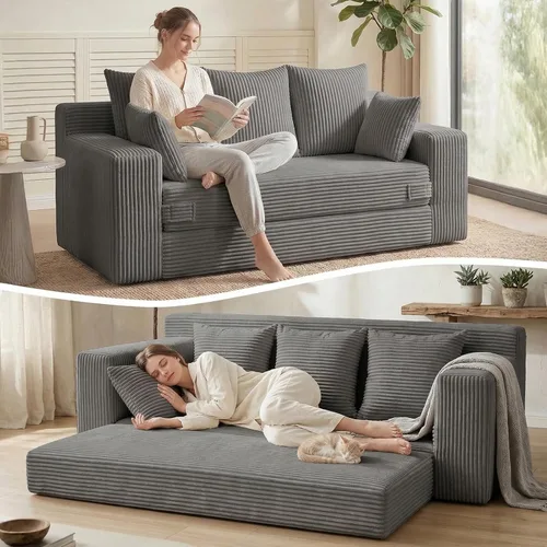 Vista 11 de Sofá cama convertible sin hueso de gran tamaño, sofá cama futón plegable, sofá cama tamaño Queen, sofá plegable sin hueso, sofá cama extraíble
