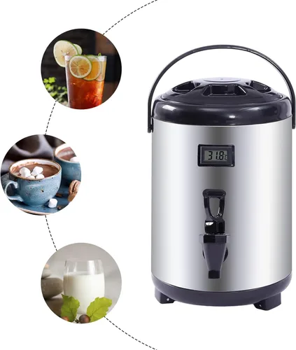 Vista 6 de Dispensador de bebidas aislado de acero inoxidable, dispensador térmico aislado de bebidas frías y calientes con grifo para té caliente, café, leche
