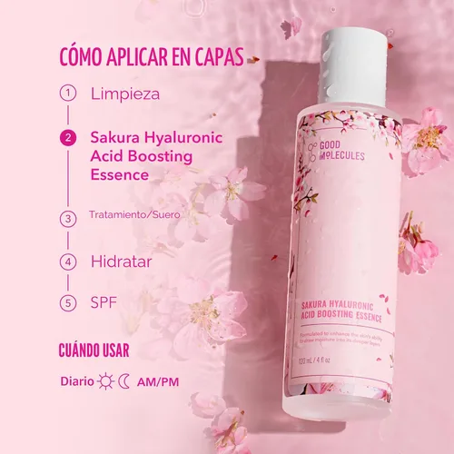 Vista 5 de Good Molecules Sakura - Esencia potenciadora de ácido hialurónico - Hidratante facial ultra hidratante - Cuidado de la piel para hidratación
