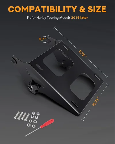 Vista 6 de PBYMT Montura de Paquete de Viaje Más Gruesa para Portaequipajes Desmontable Compatible con Harley Davidson Touring Street Glide Road King Electra