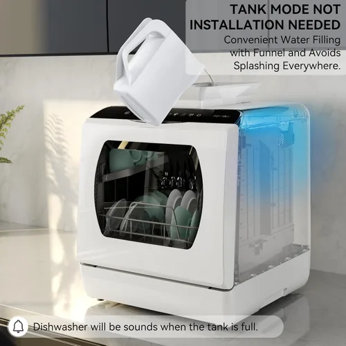 Vista 13 de Hermitlux Lavavajillas portátiles para encimera, 5 programas de lavado, mini lavavajillas con tanque de agua integrado de 5 litros para apartamentos
