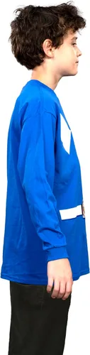 Vista 2 de Mad Engine Mighty Morphin Power Rangers - Camiseta de manga larga para disfraz de Halloween para niños y jóvenes Azul