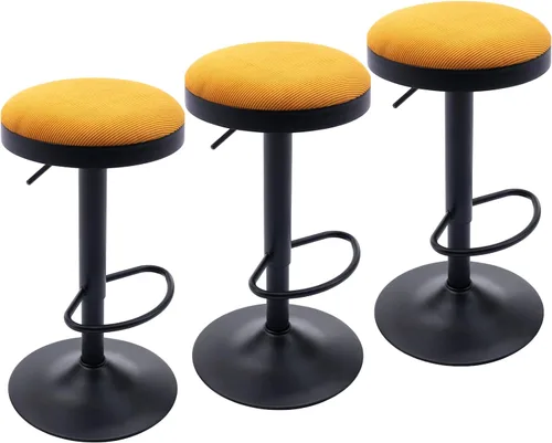 Vista 21 de CIMOTA Juego de 2 taburetes de bar redondos giratorios con espalda descubierta ajustable, taburete de bar moderno industrial para cocina, hogar