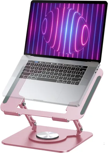 Vista 8 de Soporte ajustable plegable giratorio gris para portátil de 360°, se adapta a hasta 16 pulgadas Grey adjustable laptop stand with a 360° rotating