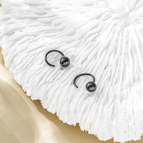 Vista 4 de CHIC & ARTSY Aretes de aro de plata de ley 925, pequeños aretes de aro de bola, barra, estrella, luna, corazón, cruz, punto, triángulo, medio aro