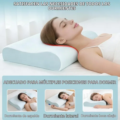 Vista 5 de Almohada cervical para aliviar el dolor de cuello, almohadas de apoyo para el cuello para dormir, almohada de espuma viscoelástica de contorno