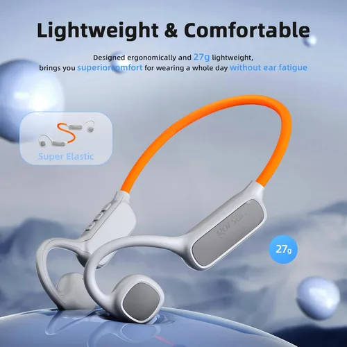 Vista 10 de vinamass Auriculares de Oreja Abierta, Auriculares de Conducción de Aire Bluetooth 5.4, Auriculares Inalámbricos con Cordón de Baliza LED, 10H