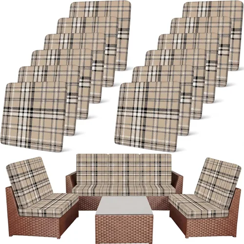 Vista 13 de Newwiee Funda de cojín, para cojín de asiento de sofá o sillón, 8 unidades, elástica, para sofá, muebles de patio y exteriores, de repuesto, suave