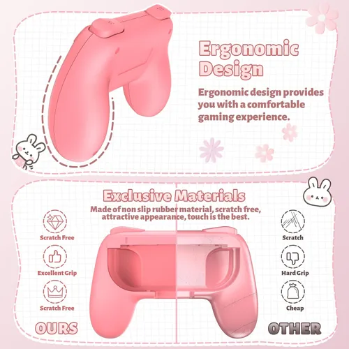 Vista 10 de FASTSNAIL Grips Compatible with Nintendo Switch for Joy Con & OLED Model for Joycon, Wear-resistant Handle Kit Compatible with Joy Cons Controllers