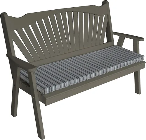 Vista 4 de Furniture Barn USA Pine - Banco de jardín Fanback de 4 pies, color negro