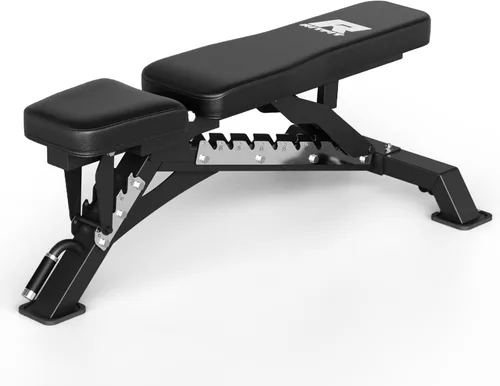Vista 9 de RitFit Banco de pesas ajustable y plegable para gimnasio en casa, levantamiento de pesas y entrenamiento de fuerza, póster de entrenamiento