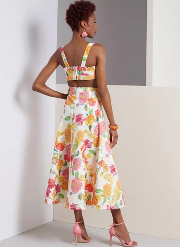 Vista 7 de Vogue Misses' - Brasier forrado, falda acampanada y pantalones con patrón de costura, código de diseño V1961, tallas 4-6-8-10-12