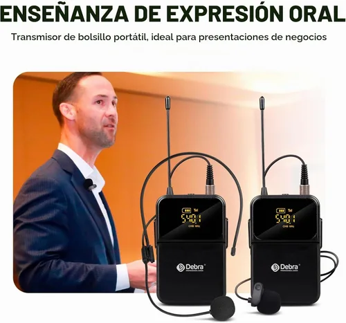 Vista 7 de D Debra Sistema de Micrófono Inalámbrico de Audio Pro DU4004 UHF 4 x 16 Canales Ajustables Micrófono Inalámbrico de Mano Lavalier Auricular, Ideal