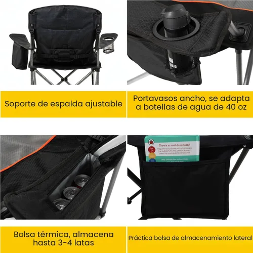 Vista 9 de FAIR WIND Juego de 2 sillas de camping totalmente acolchadas de gran tamaño, juego de sillas de césped resistentes con soporte lumbar ajustable