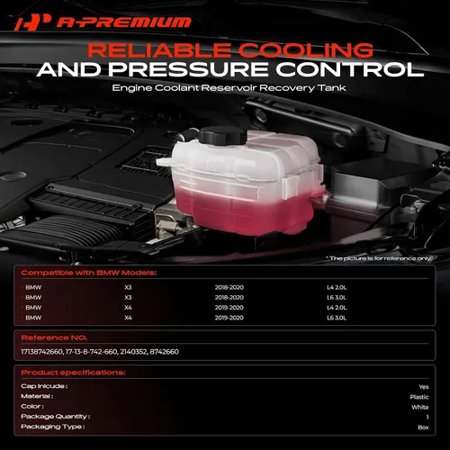 Vista 2 de A-Premium Tanque de depósito de recuperación de desbordamiento de refrigerante del motor [con tapa] Compatible con BMW X3 2018-2020 2.0L 3.0L, X4