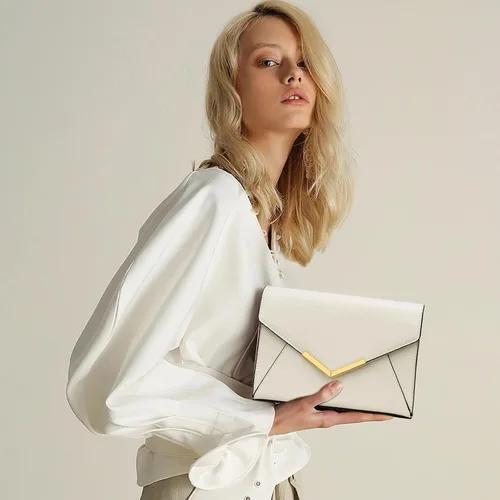 Vista 2 de KKXIU Bolso Clutch de Noche Tipo Sobre de Cuero Sintético Elegante para Mujer, Bolso Plegable para Fiesta, Boda, Graduación