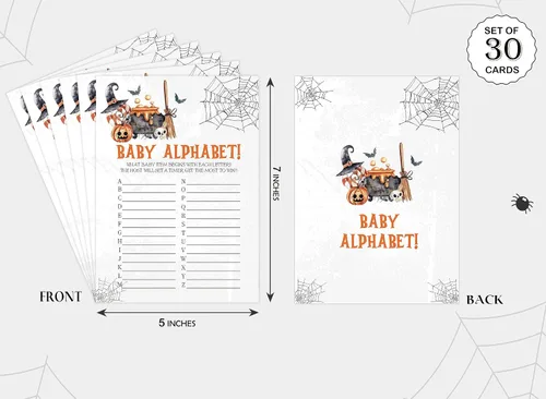 Vista 2 de Juego del alfabeto de Halloween para bebé, juego de Halloween para baby shower, decoraciones de baby shower, suministros de fiesta de revelación