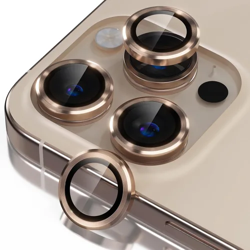Vista 25 de Misea Compatible con iPhone 16 Pro/iPhone 16 Pro Max, protector de lente de cámara de vidrio templado Ultra-HD, protector de pantalla de anillo Negro
