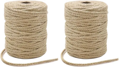 Vista 8 de Tenn Well Cuerda de yute, cuerda trenzada de yute de 200 pies y 0.138 in, cuerda natural para manualidades, envoltura de regalos, jardinería